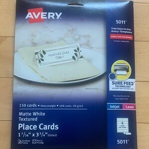 NEW Avery Matte White Textured Place Cards (150)